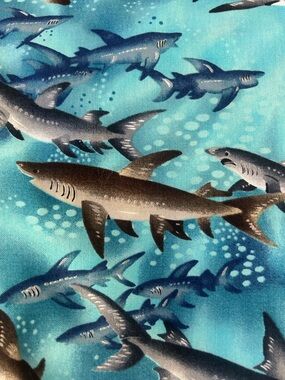 Vintage 1996 Timeless Treasures Shark Fabric – 3 Yard Rare/OOP Nautical Cotton
